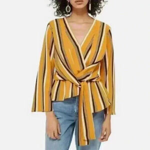 Topshop Asymmetrical Yellow Stripes Women's Shirt (481)